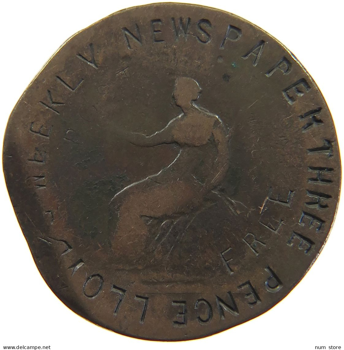 GREAT BRITAIN HALFPENNY  HALFPENNY LLOYD S WEEKLY NEWSPAPER #t155 0165 - C. 1/2 Penny