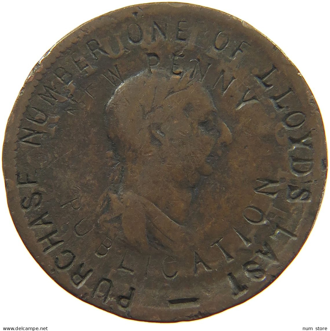 GREAT BRITAIN HALFPENNY  HALFPENNY LLOYD S WEEKLY NEWSPAPER #t155 0173 - C. 1/2 Penny