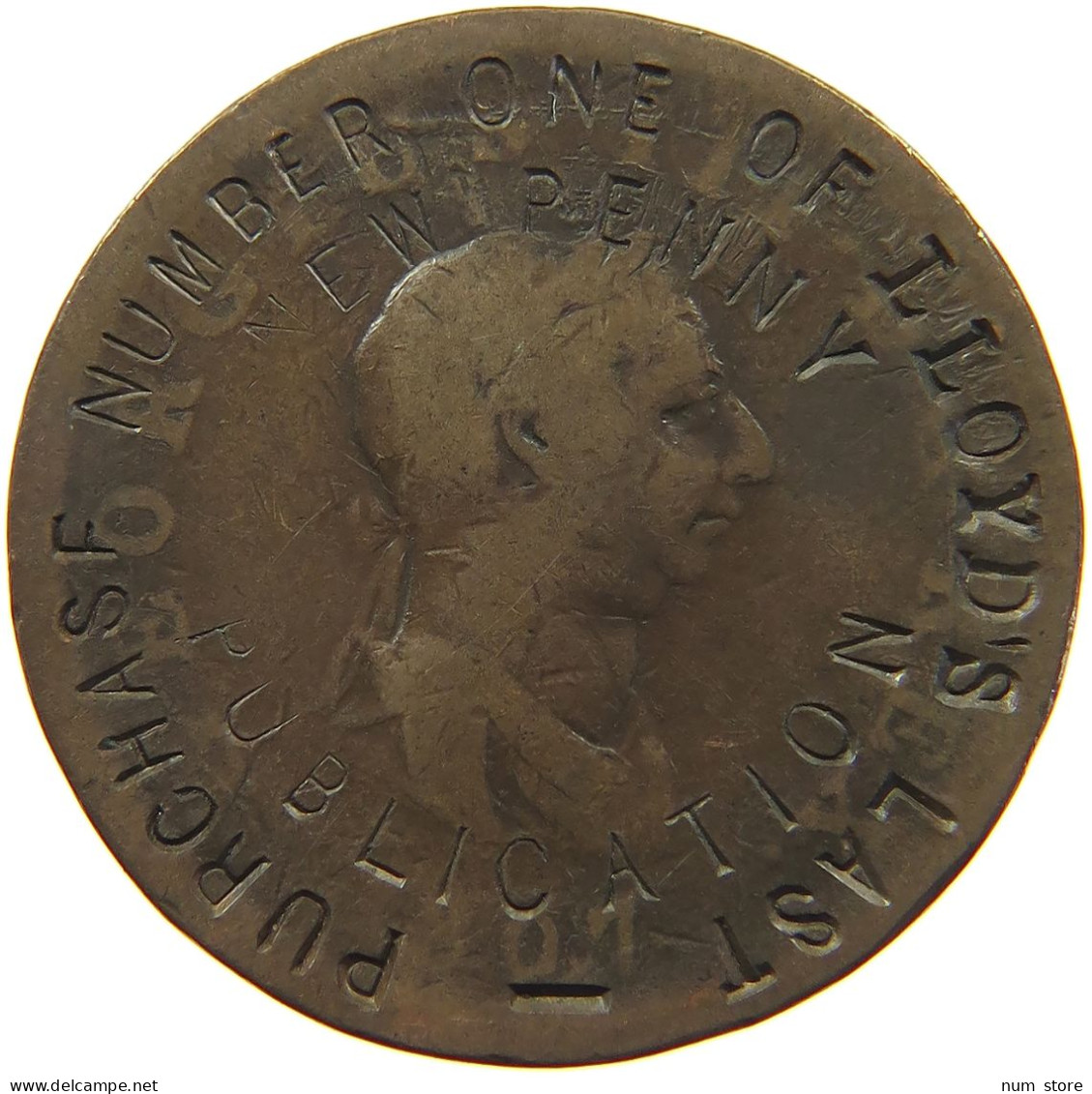 GREAT BRITAIN HALFPENNY  HALFPENNY LLOYD S WEEKLY NEWSPAPER #t155 0167 - C. 1/2 Penny