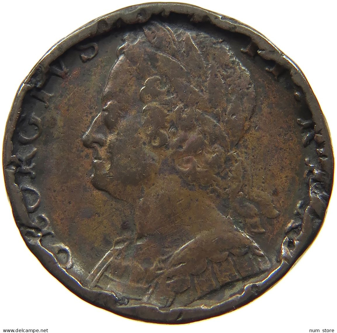 GREAT BRITAIN HALFPENNY  George II. 1727-1760. #s076 0065 - B. 1/2 Penny