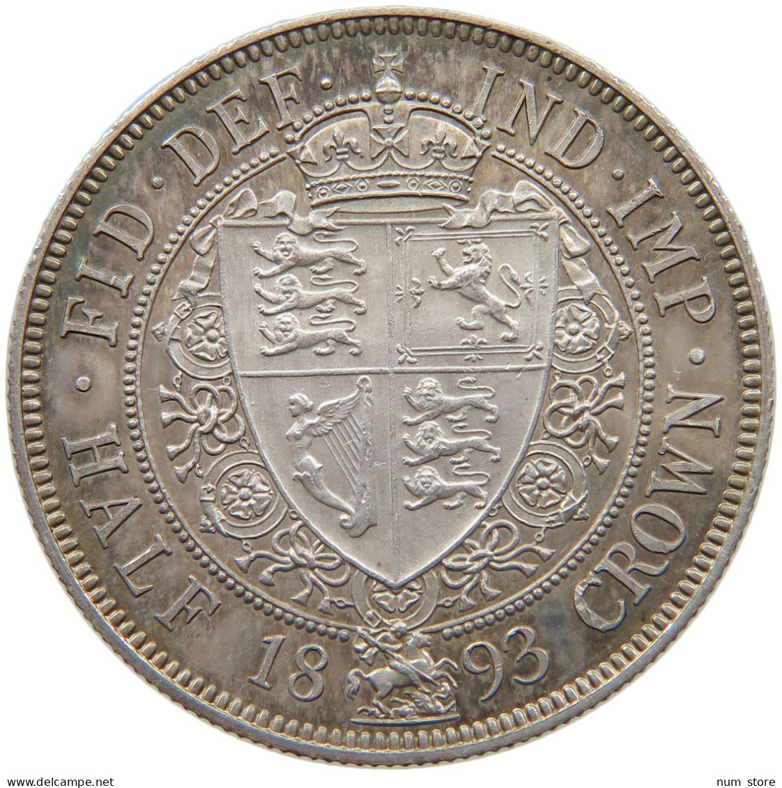 GREAT BRITAIN HALFCROWN 1893 Victoria 1837-1901 HALFCROWN 1893 PROOF VICTORIA VERY RARE #t139 0141 - K. 1/2 Crown