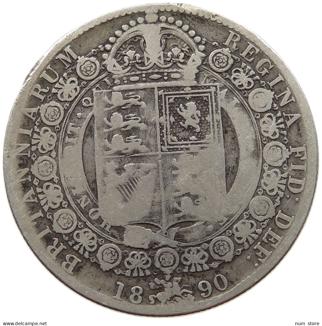 GREAT BRITAIN HALFCROWN 1890 Victoria 1837-1901 #t147 0211 - K. 1/2 Crown