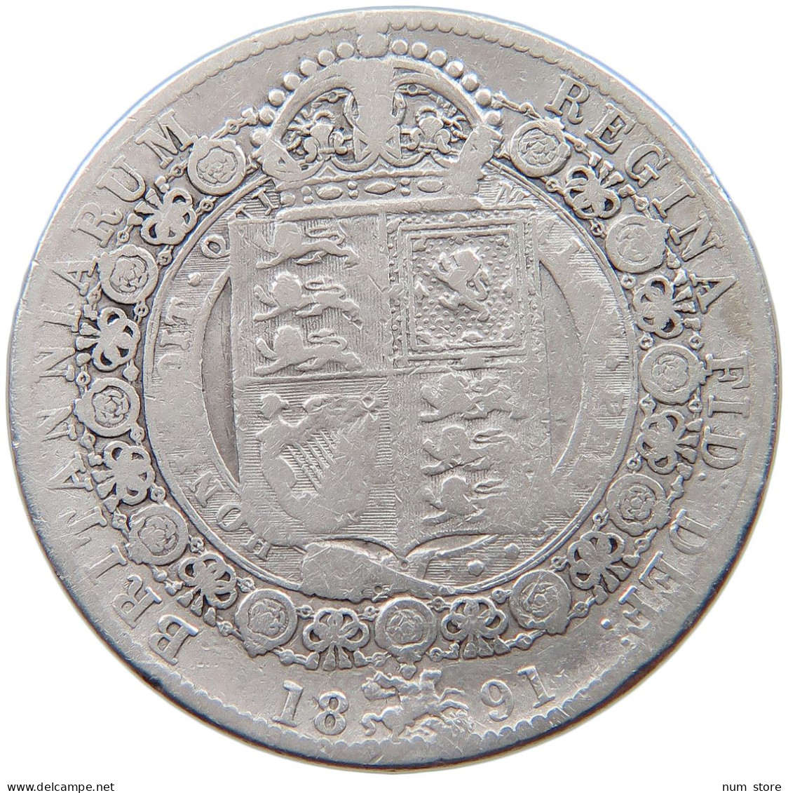 GREAT BRITAIN HALFCROWN 1891 Victoria 1837-1901 #t094 0239 - K. 1/2 Crown