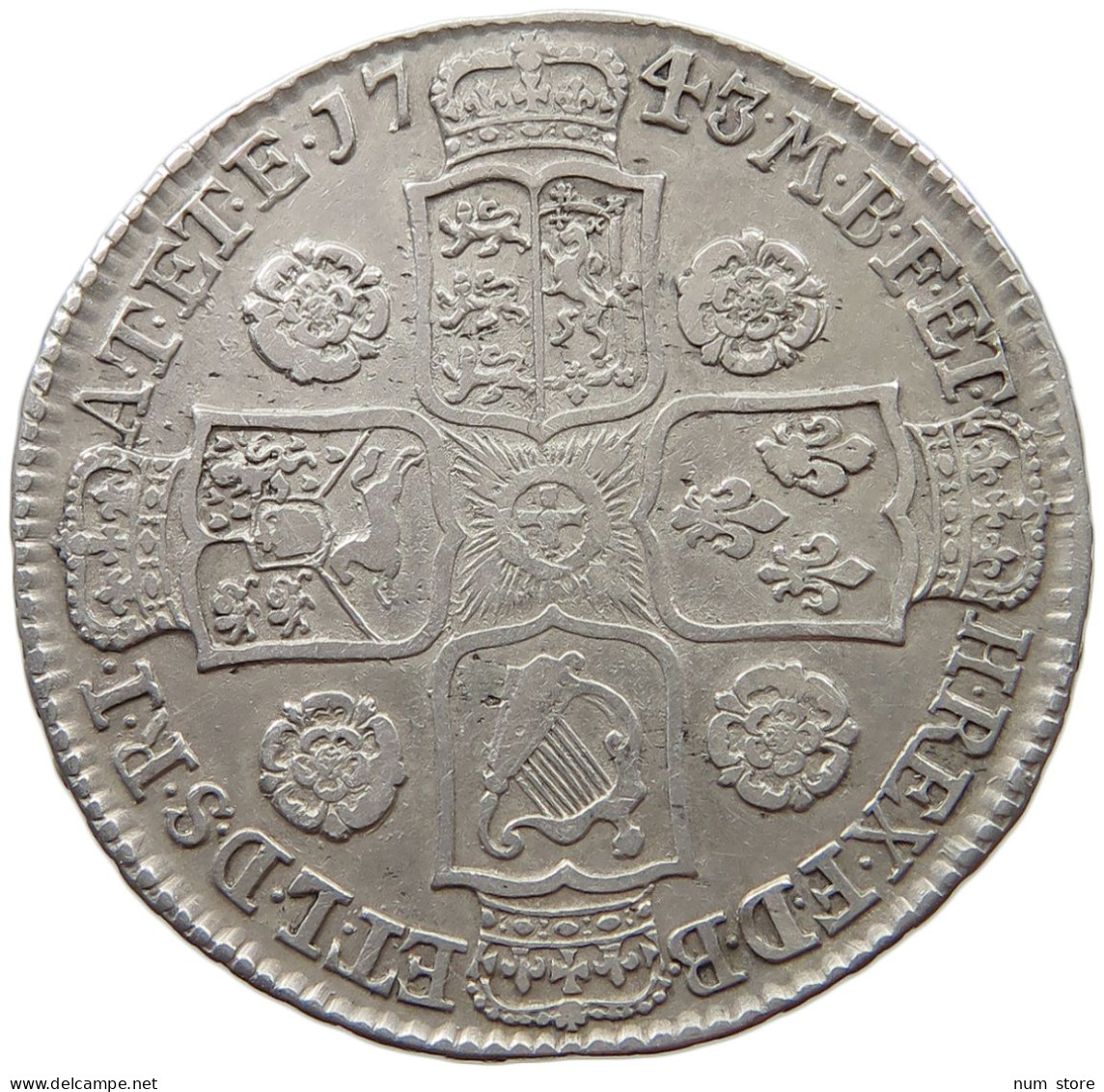 GREAT BRITAIN HALFCROWN 1743 George II. 1727-1760. #t147 0183 - I. 1/2 Crown