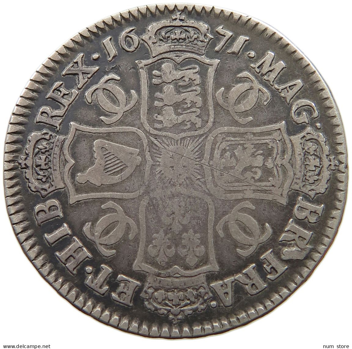 GREAT BRITAIN HALFCROWN 1671 CHARLES II. (1660-1685) #t059 0017 - I. 1/2 Crown