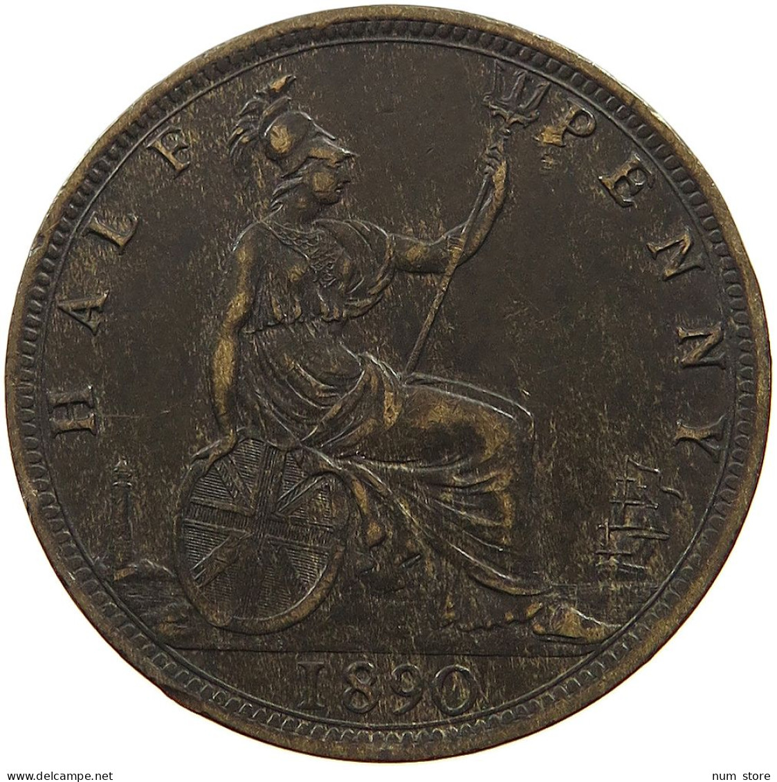 GREAT BRITAIN HALF PENNY 1890 Victoria 1837-1901 #t067 0277 - C. 1/2 Penny
