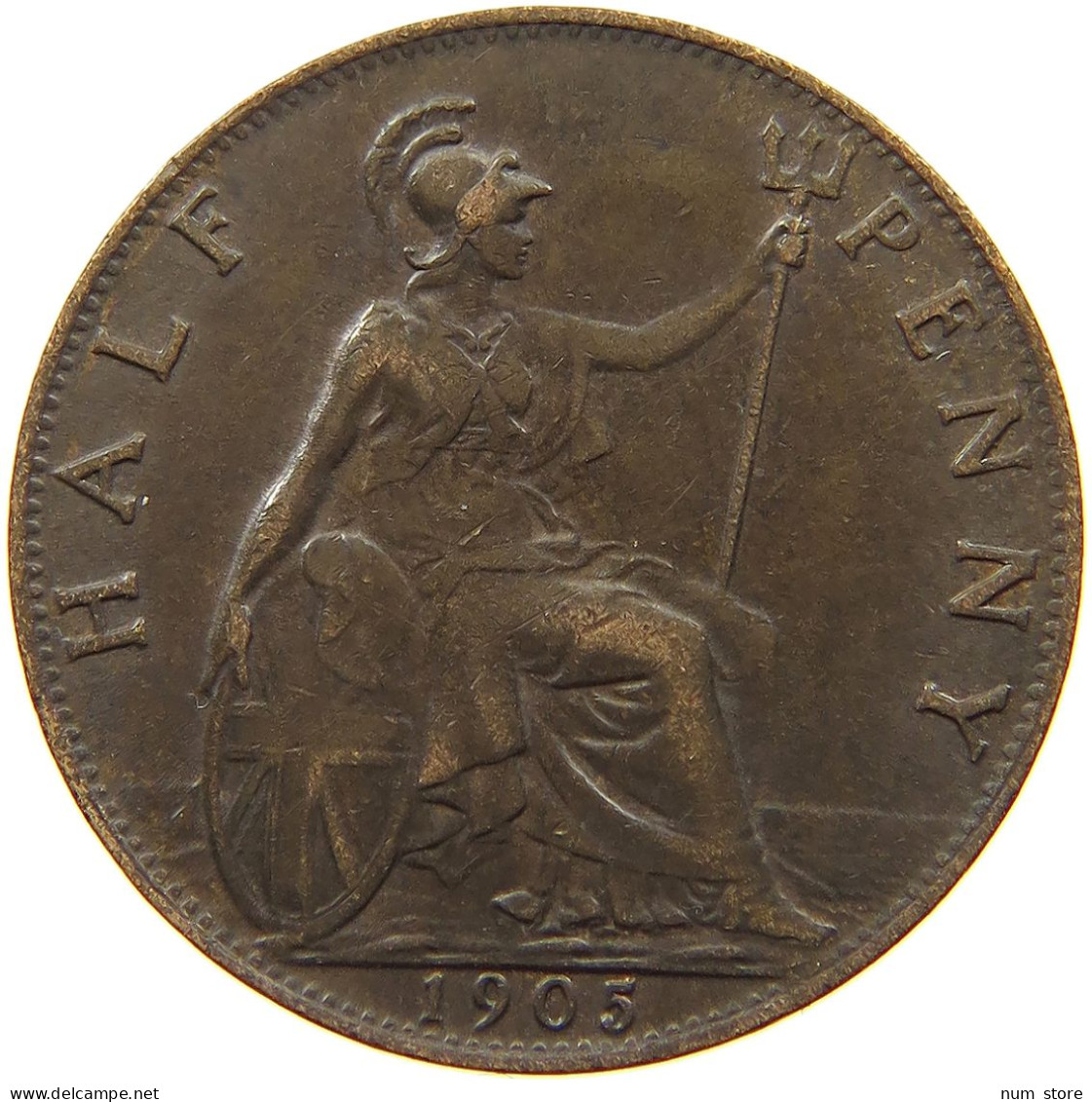 GREAT BRITAIN HALF PENNY 1905 Edward VII., 1901 - 1910 #t145 0505 - C. 1/2 Penny