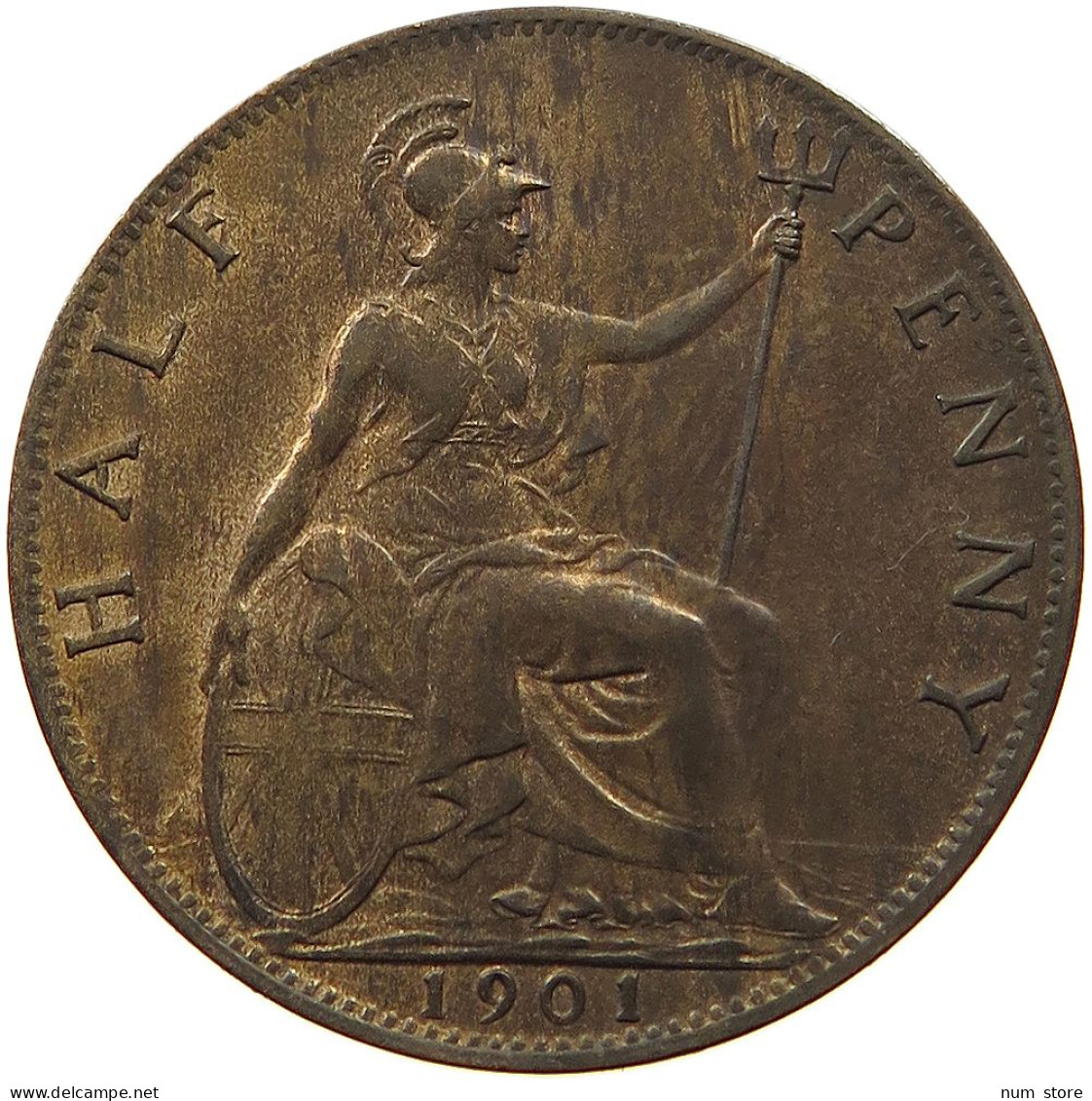 GREAT BRITAIN HALF PENNY 1901 Victoria 1837-1901 #t058 0529 - C. 1/2 Penny