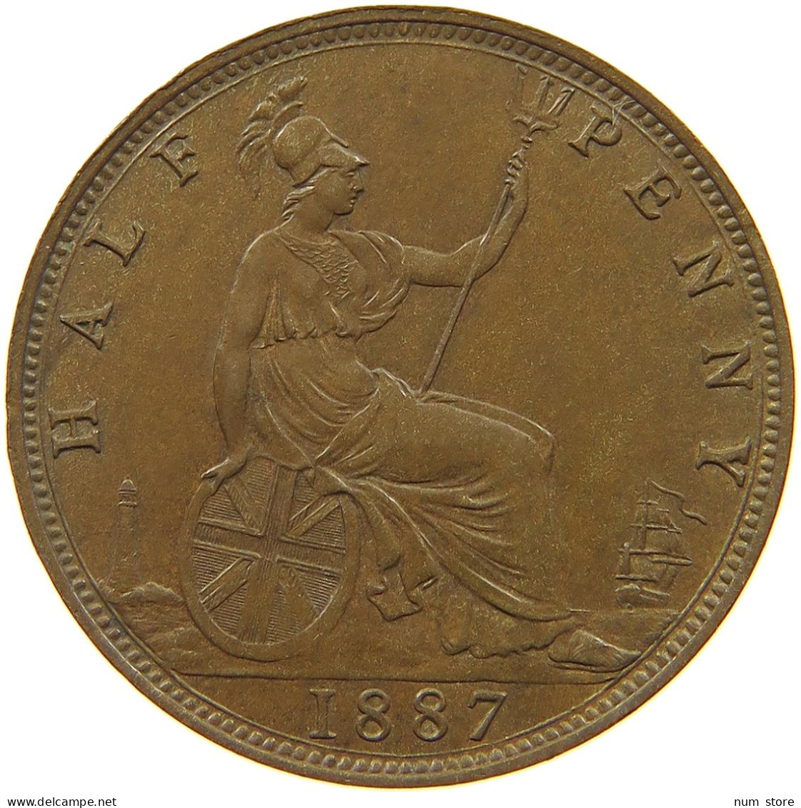 GREAT BRITAIN HALF PENNY 1887 Victoria 1837-1901 #t110 0037 - C. 1/2 Penny
