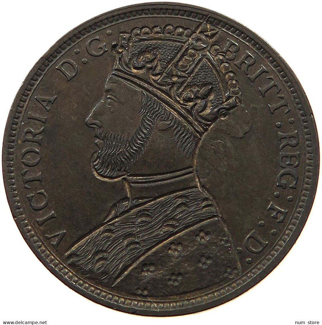 GREAT BRITAIN HALF PENNY 1882 H Victoria 1837-1901 HALF PENNY 1882 H VICTORIA SATIRIQUE ENGRAVED AS KING #t058 0531 - C. 1/2 Penny