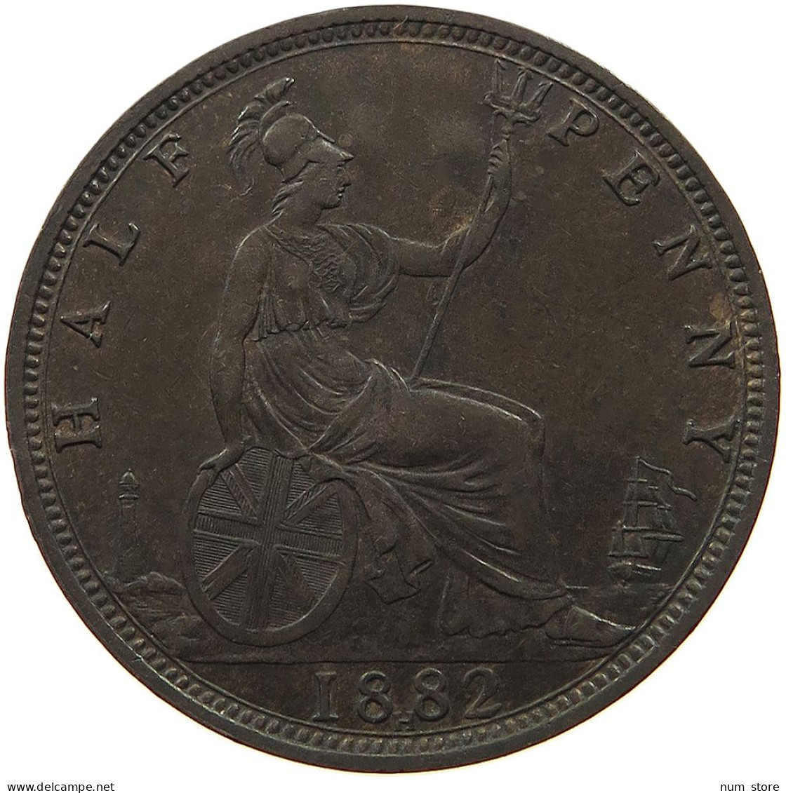 GREAT BRITAIN HALF PENNY 1882 H Victoria 1837-1901 HALF PENNY 1882 H VICTORIA SATIRIQUE ENGRAVED AS KING #t058 0531 - C. 1/2 Penny