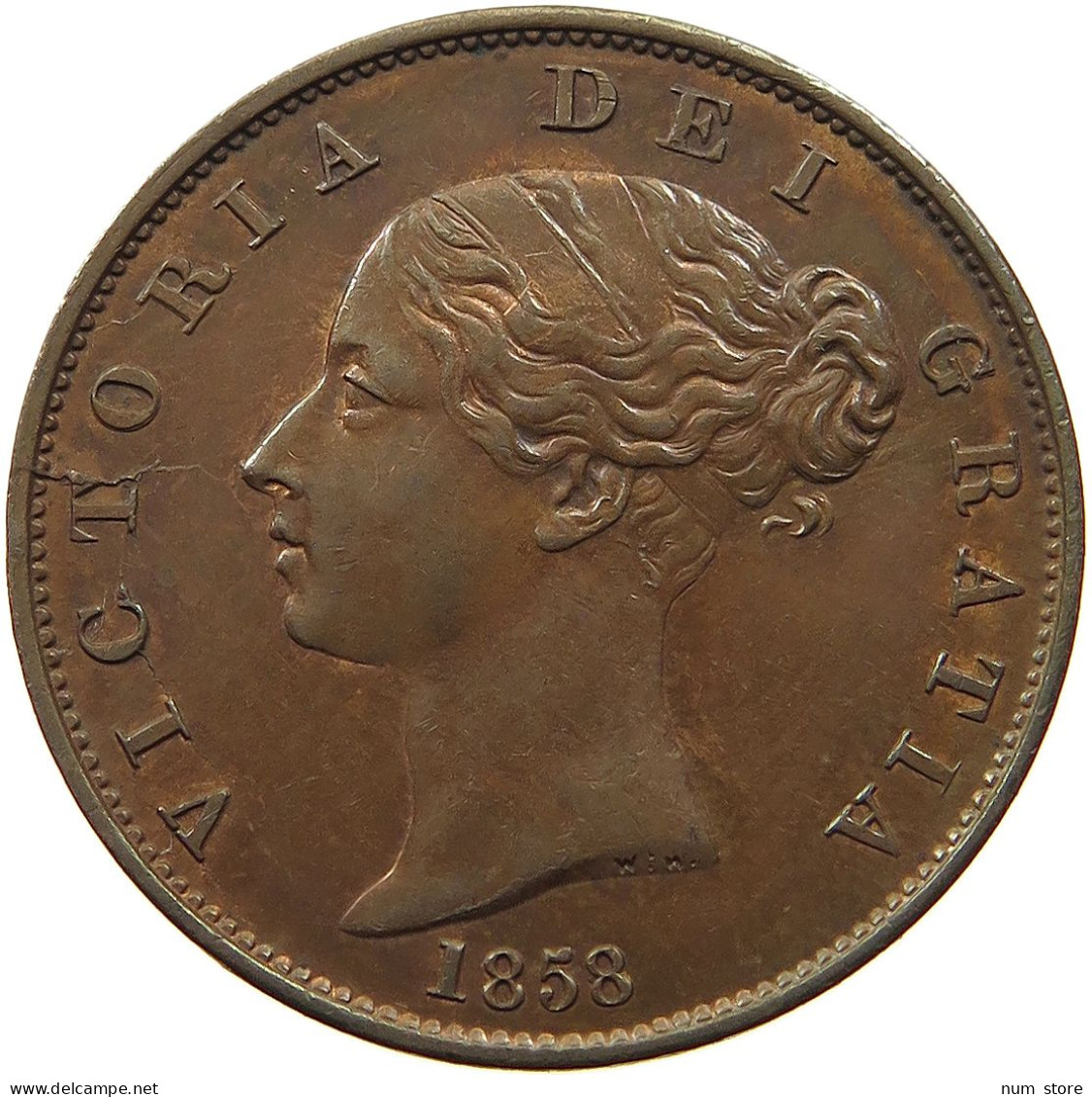 GREAT BRITAIN HALF PENNY 1858 Victoria 1837-1901 #t058 0517 - C. 1/2 Penny