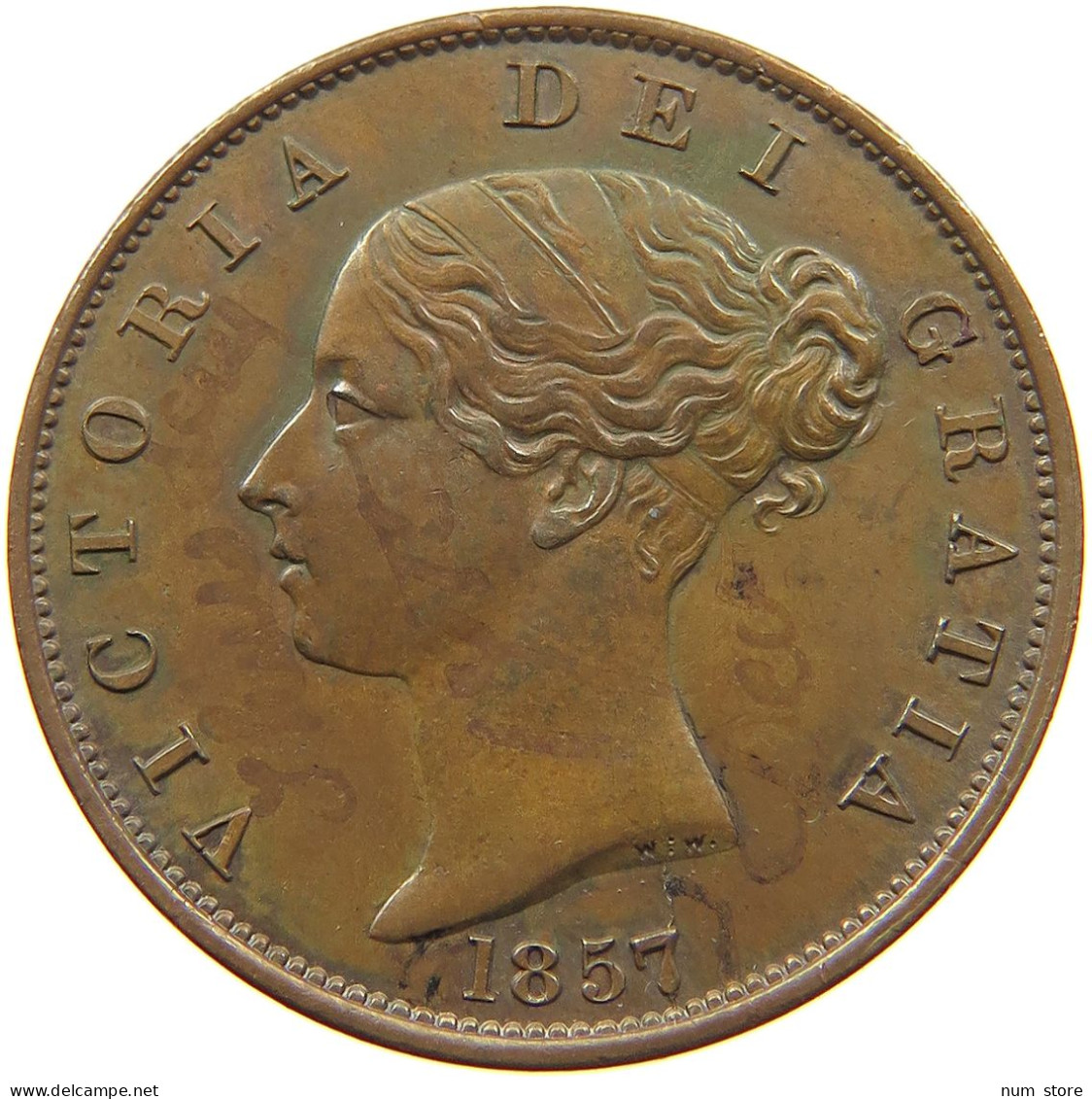 GREAT BRITAIN HALF PENNY 1857 Victoria 1837-1901 #t107 0049 - C. 1/2 Penny
