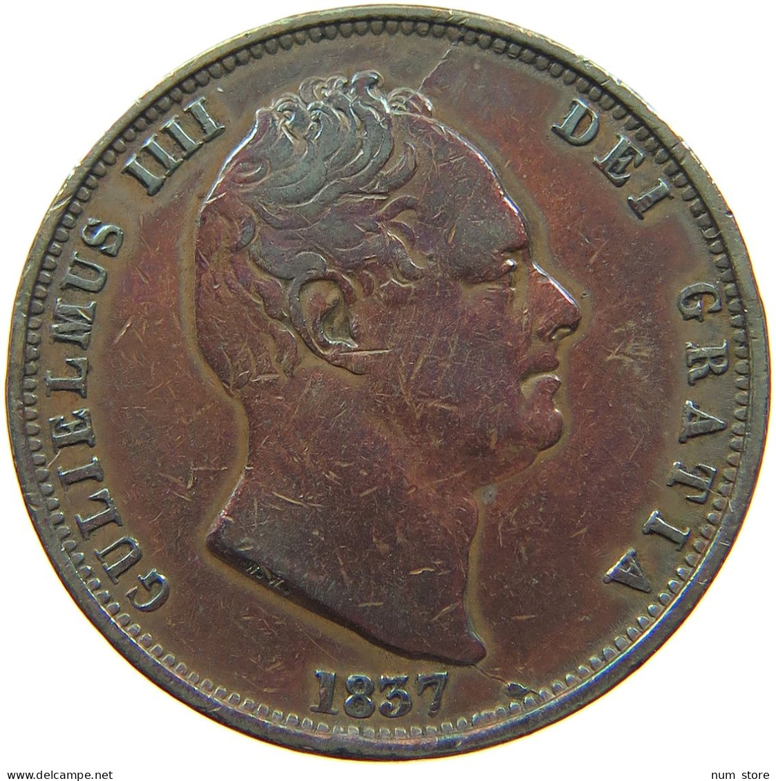 GREAT BRITAIN HALF PENNY 1837 WILLIAM IV. (1830-1837) #t107 0045 - C. 1/2 Penny