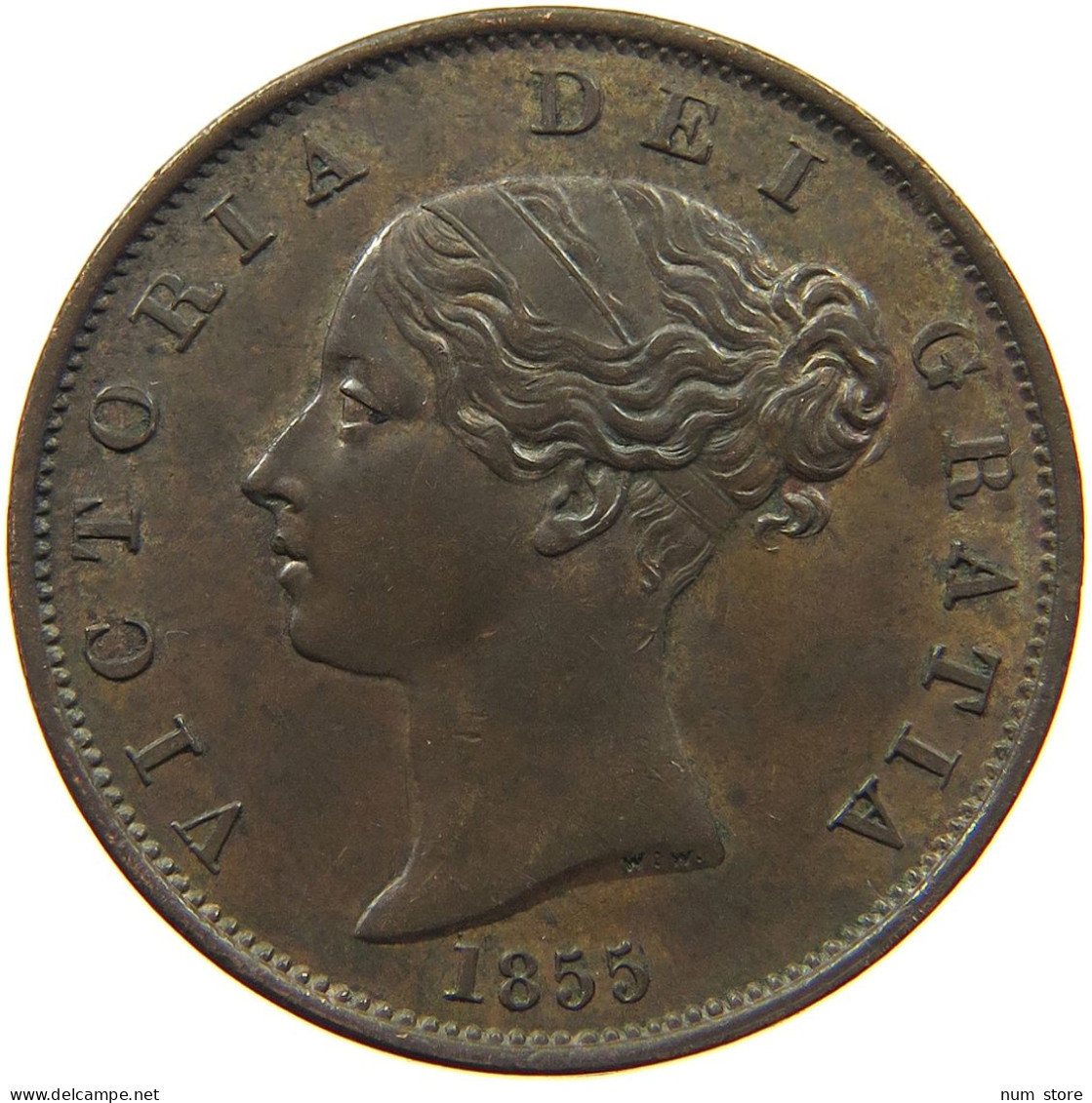 GREAT BRITAIN HALF PENNY 1855 Victoria 1837-1901 #t077 0457 - C. 1/2 Penny