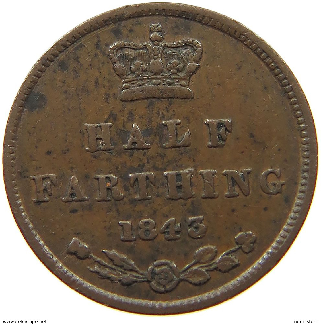 GREAT BRITAIN HALF FARTHING 1843 Victoria 1837-1901 #t100 0217 - A. 1/4 - 1/3 - 1/2 Farthing