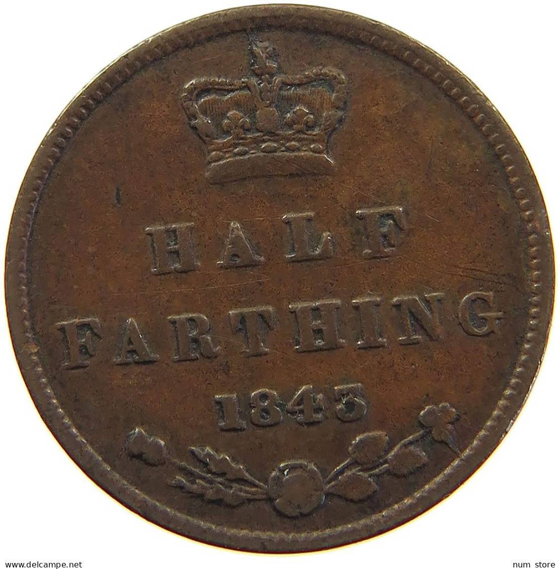 GREAT BRITAIN HALF FARTHING 1843 Victoria 1837-1901 #s024 0177 - A. 1/4 - 1/3 - 1/2 Farthing