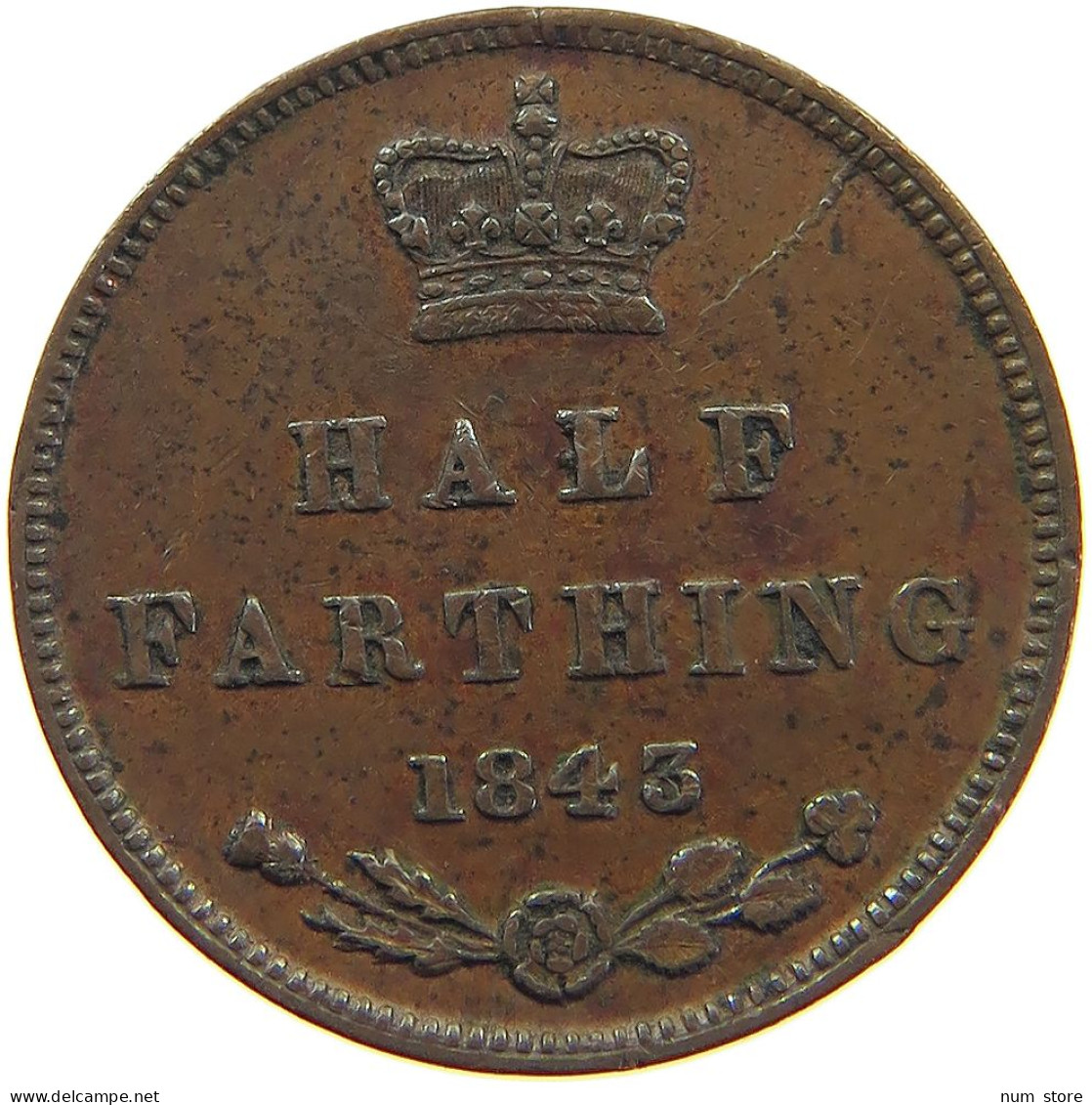 GREAT BRITAIN HALF FARTHING 1843 Victoria 1837-1901 #t006 0009 - A. 1/4 - 1/3 - 1/2 Farthing