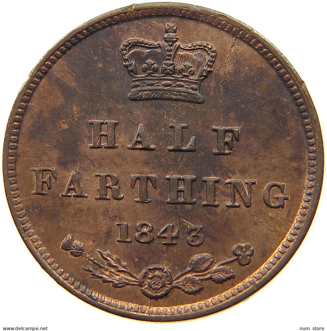 GREAT BRITAIN HALF FARTHING 1843 Victoria 1837-1901 #t058 0577 - A. 1/4 - 1/3 - 1/2 Farthing