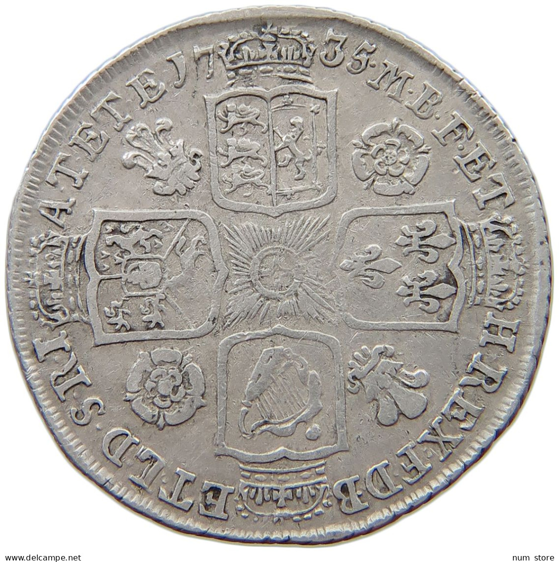 GREAT BRITAIN SHILLING 1735 George II. 1727-1760. #t148 0243 - H. 1 Shilling