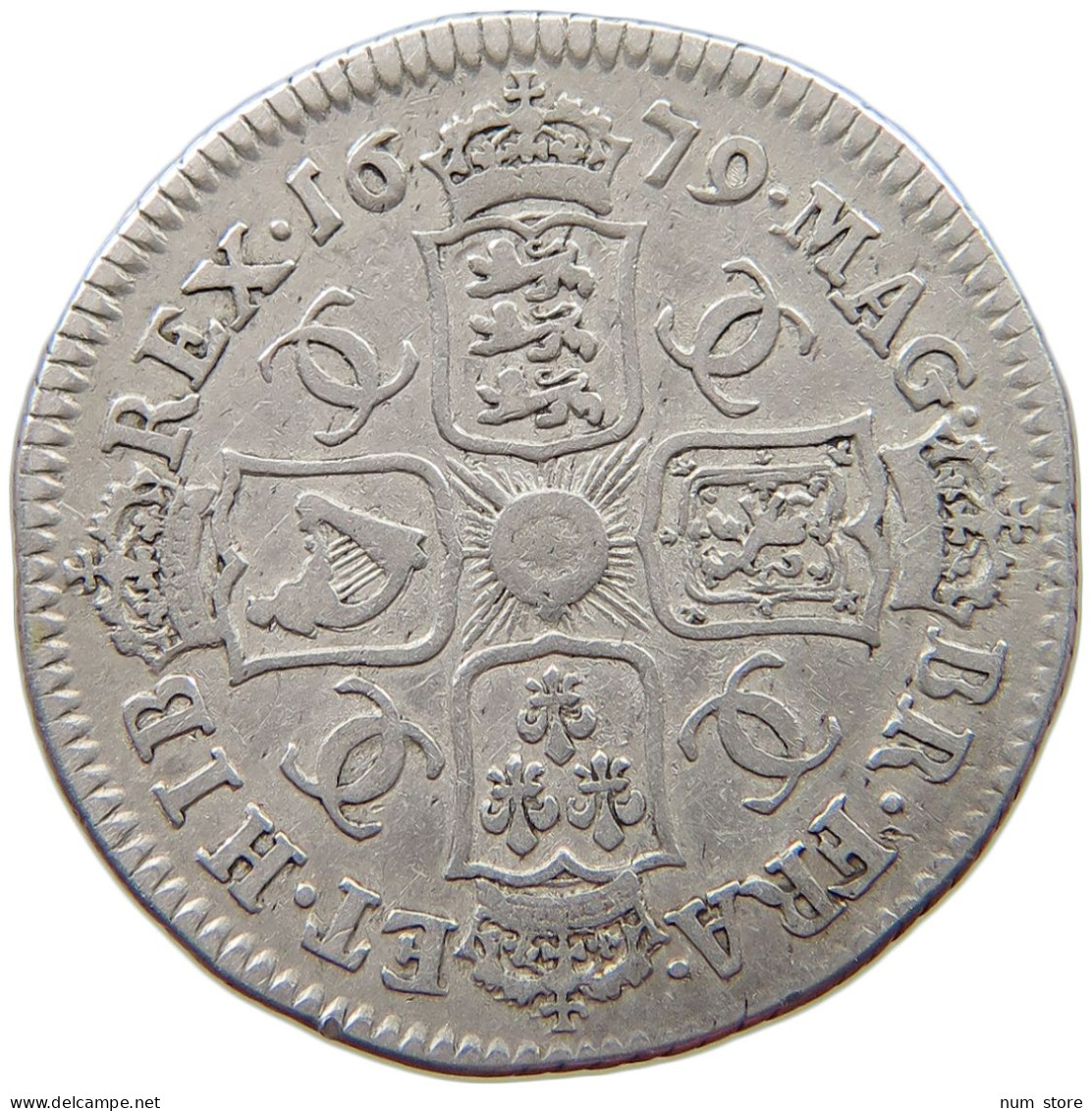 GREAT BRITAIN SHILLING 1679 CHARLES II. (1660-1685) RARE #t148 0253 - H. 1 Shilling