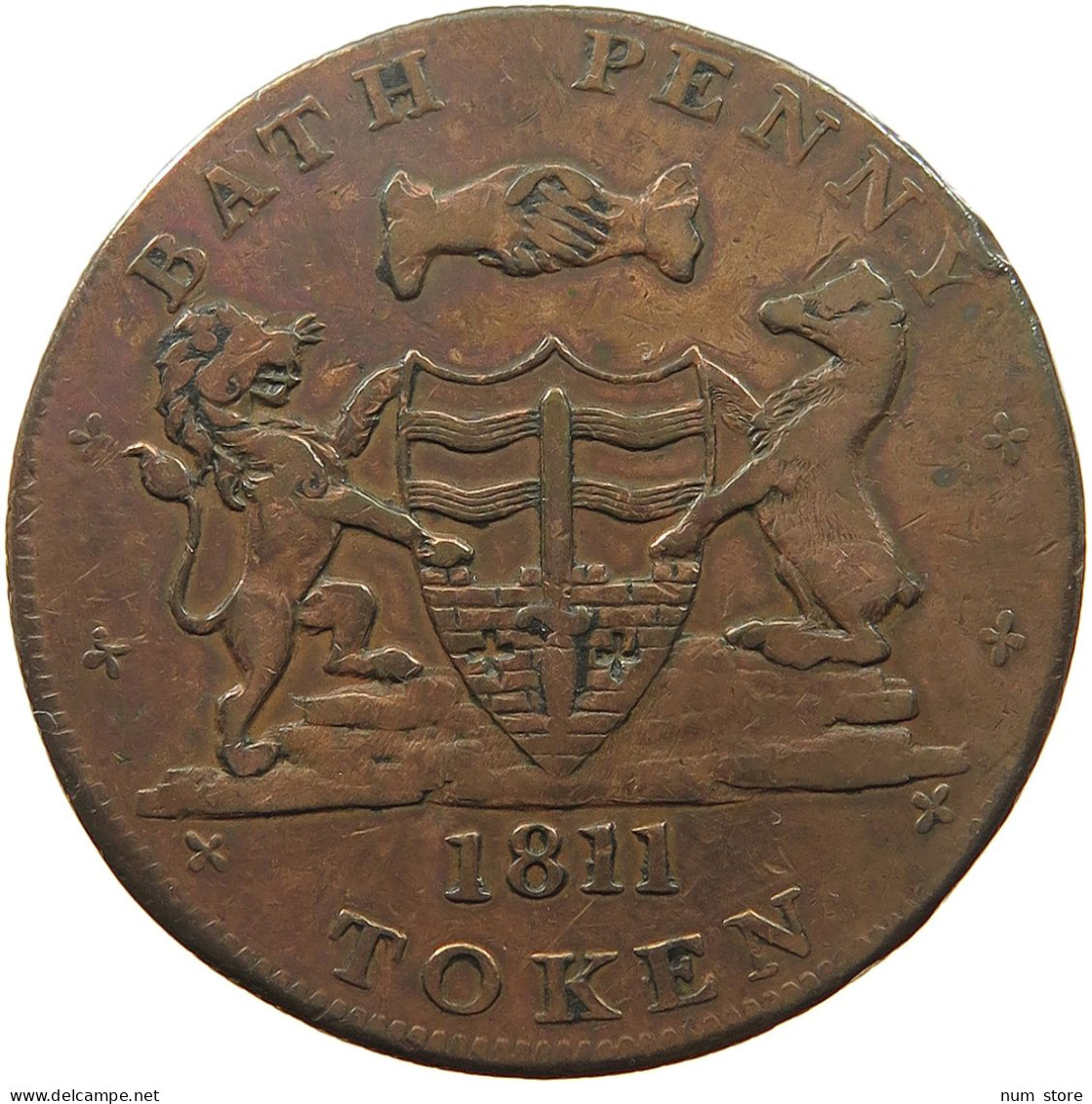 GREAT BRITAIN PENNY TOKEN 1811 GEORGE III. 1760-1820 BATH #t091 0131 - C. 1 Penny