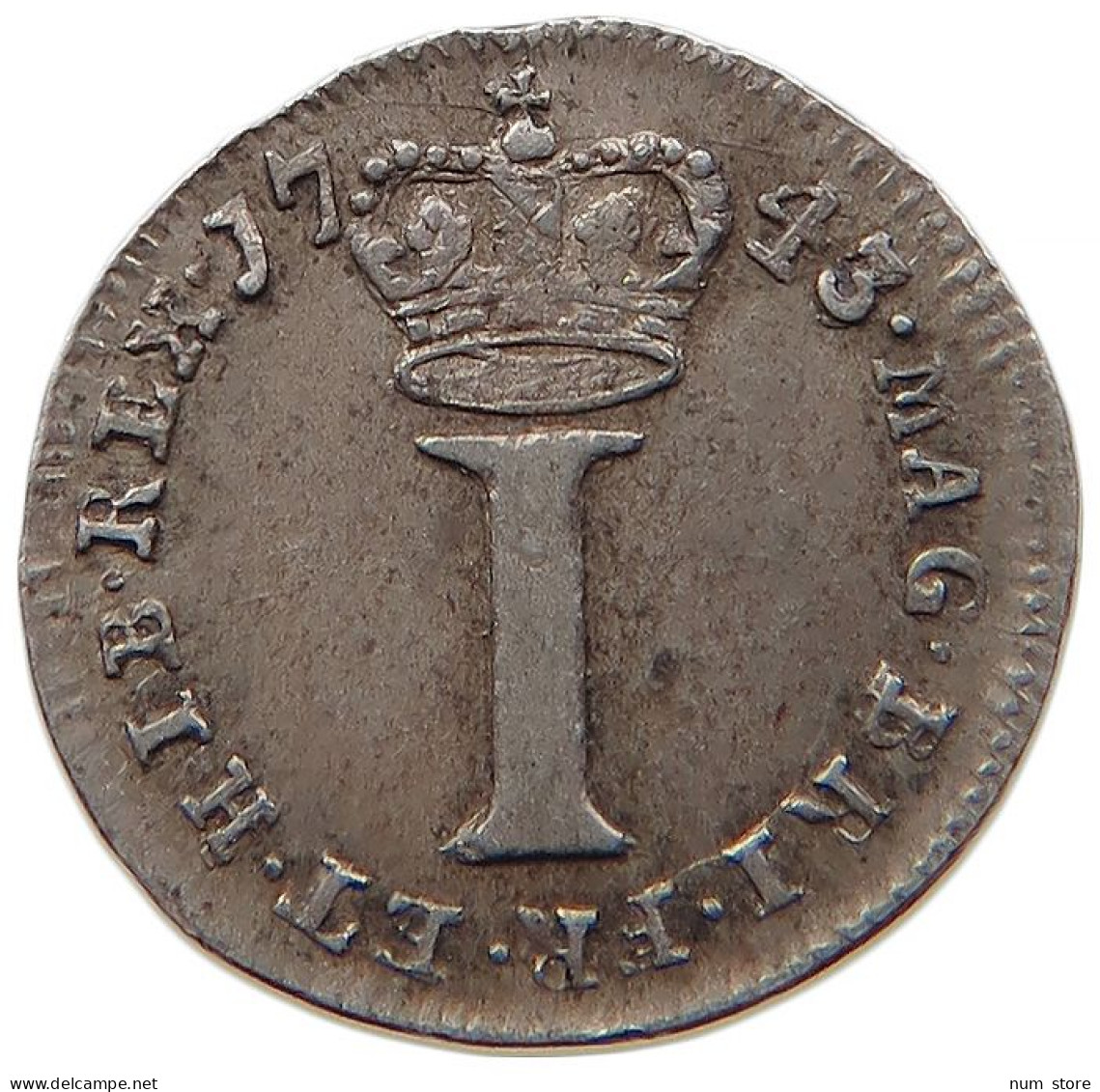 GREAT BRITAIN PENNY MAUNDY 1743 George II. 1727-1760. #t011 0381 - C. 1 Penny