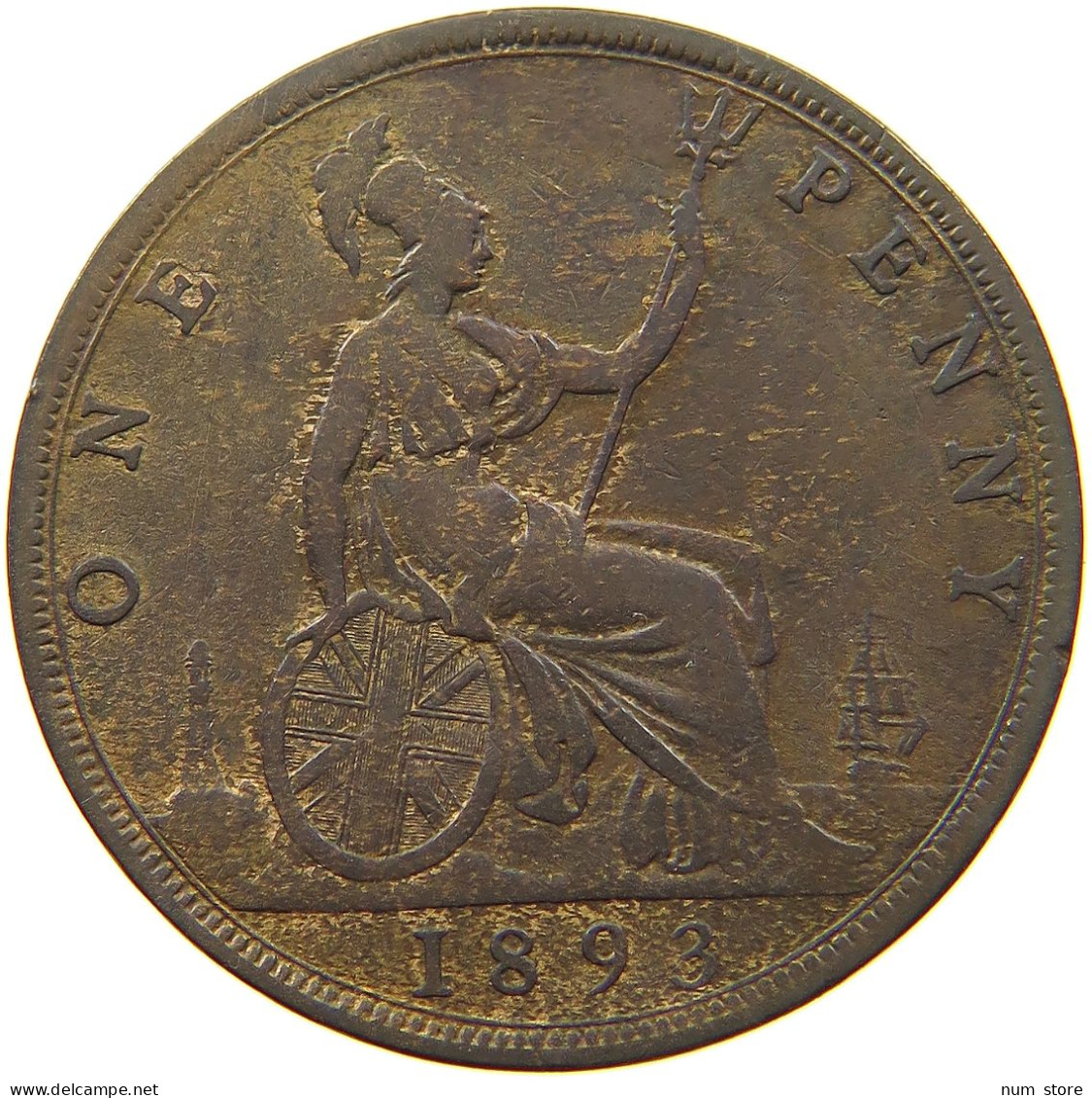 GREAT BRITAIN PENNY 1893 Victoria 1837-1901 #t100 0325 - D. 1 Penny