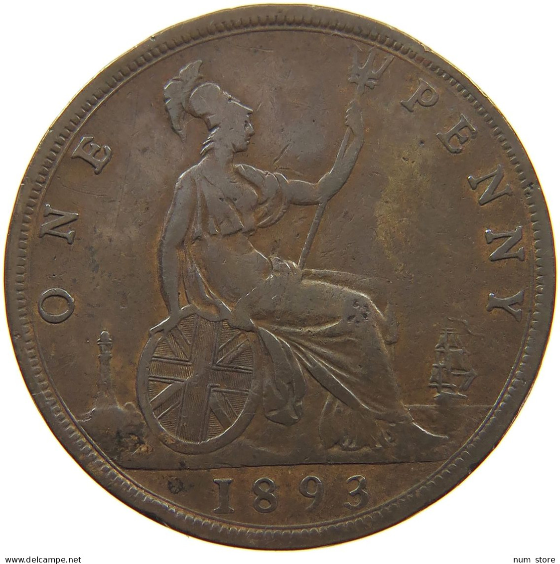 GREAT BRITAIN PENNY 1893 Victoria 1837-1901 #a058 0051 - D. 1 Penny