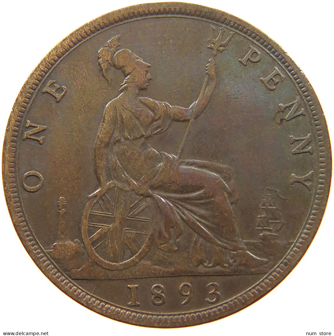 GREAT BRITAIN PENNY 1893 Victoria 1837-1901 #c002 0269 - D. 1 Penny