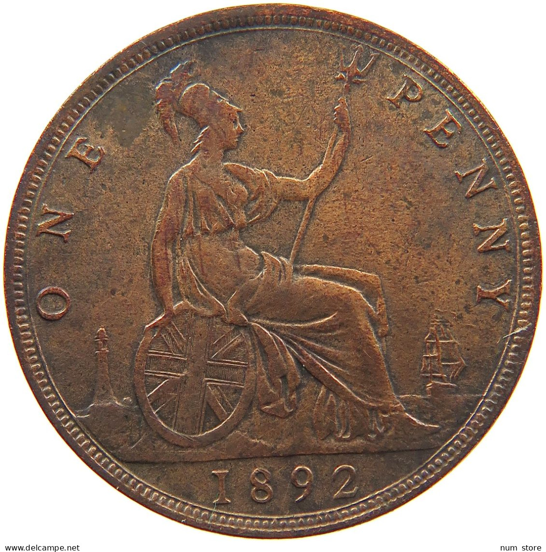 GREAT BRITAIN PENNY 1892 Victoria 1837-1901 #t017 0063 - D. 1 Penny