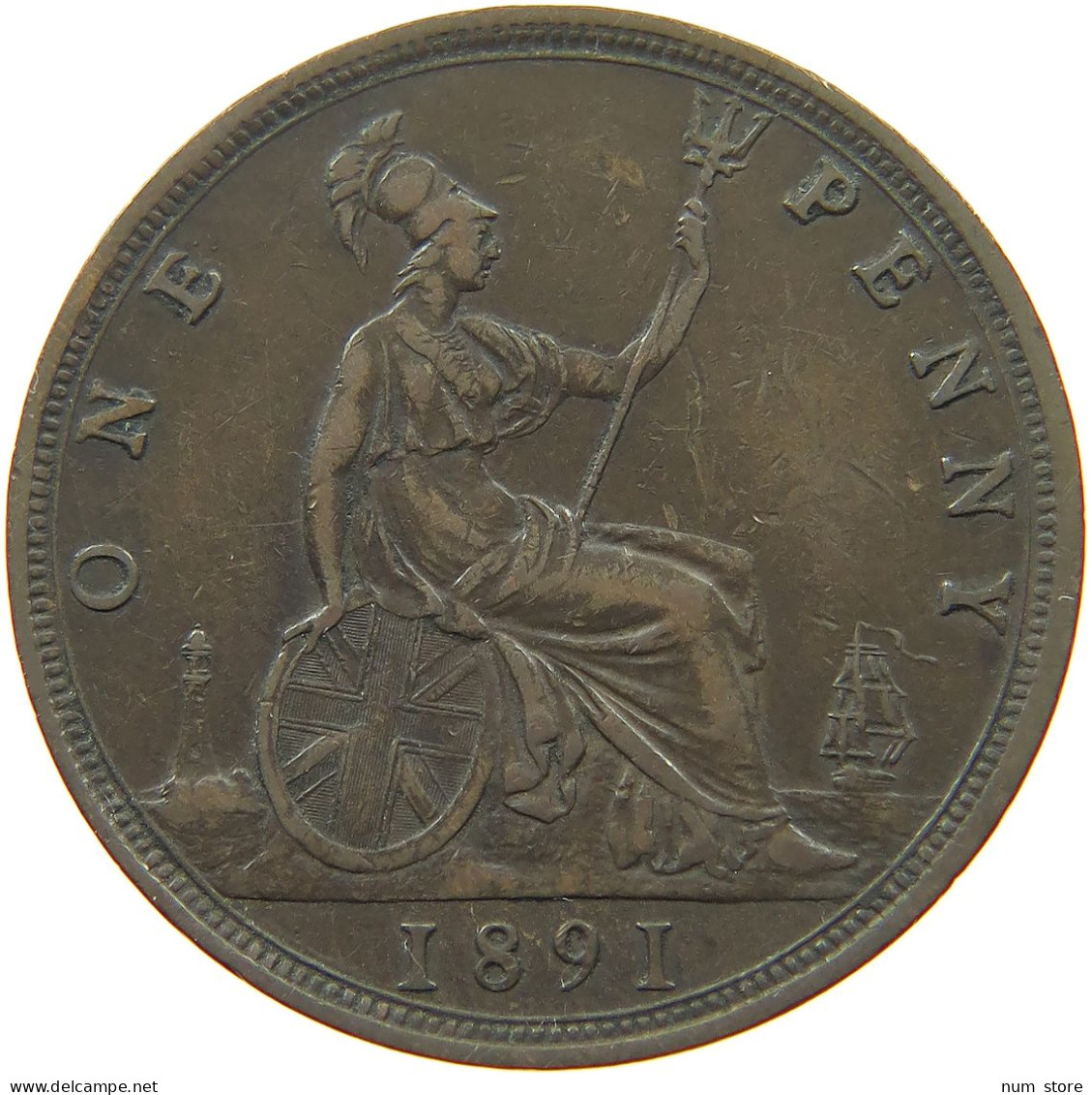 GREAT BRITAIN PENNY 1891 Victoria 1837-1901 #t100 0317 - D. 1 Penny