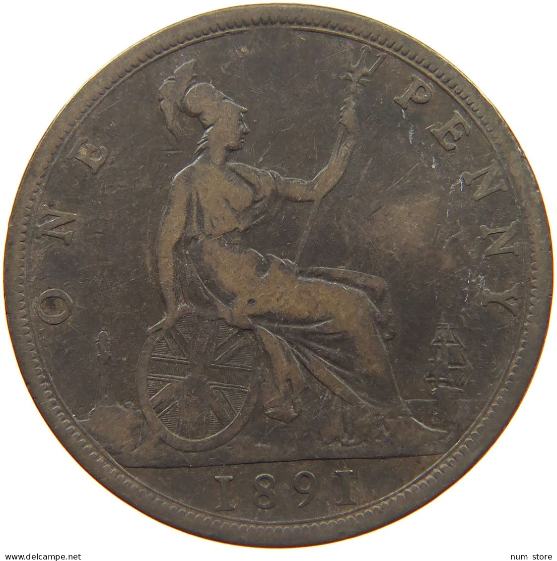 GREAT BRITAIN PENNY 1891 Victoria 1837-1901 #c036 0109 - D. 1 Penny