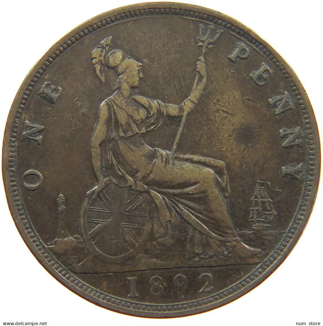 GREAT BRITAIN PENNY 1892 Victoria 1837-1901 #c021 0177 - D. 1 Penny