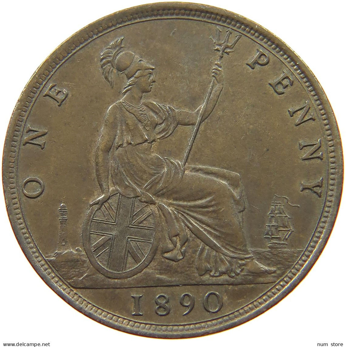 GREAT BRITAIN PENNY 1890 VZ- Victoria 1837-1901 #t100 0319 - D. 1 Penny