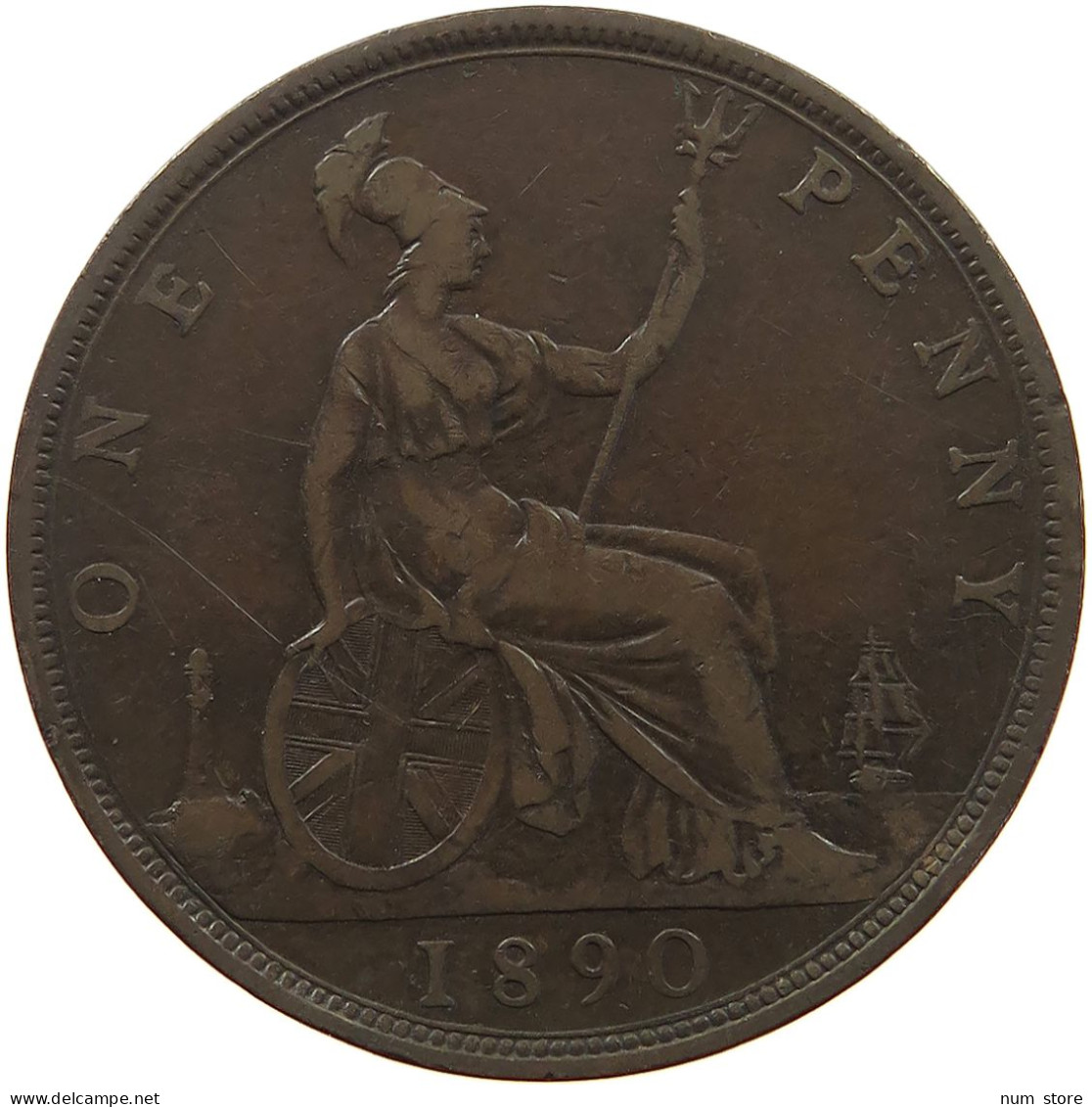 GREAT BRITAIN PENNY 1890 Victoria 1837-1901 #c052 0437 - D. 1 Penny