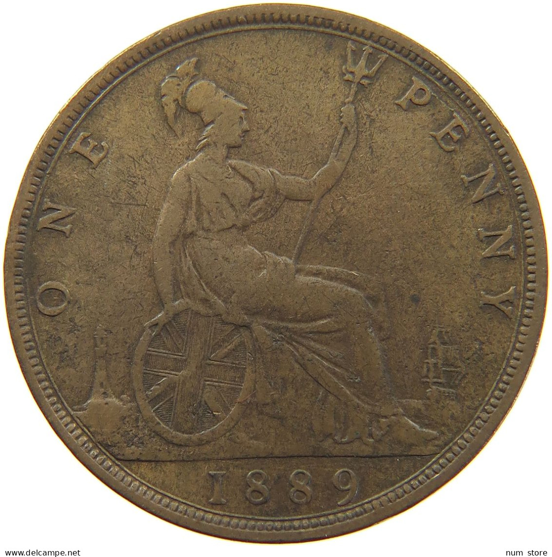 GREAT BRITAIN PENNY 1889 Victoria 1837-1901 #c060 0091 - D. 1 Penny