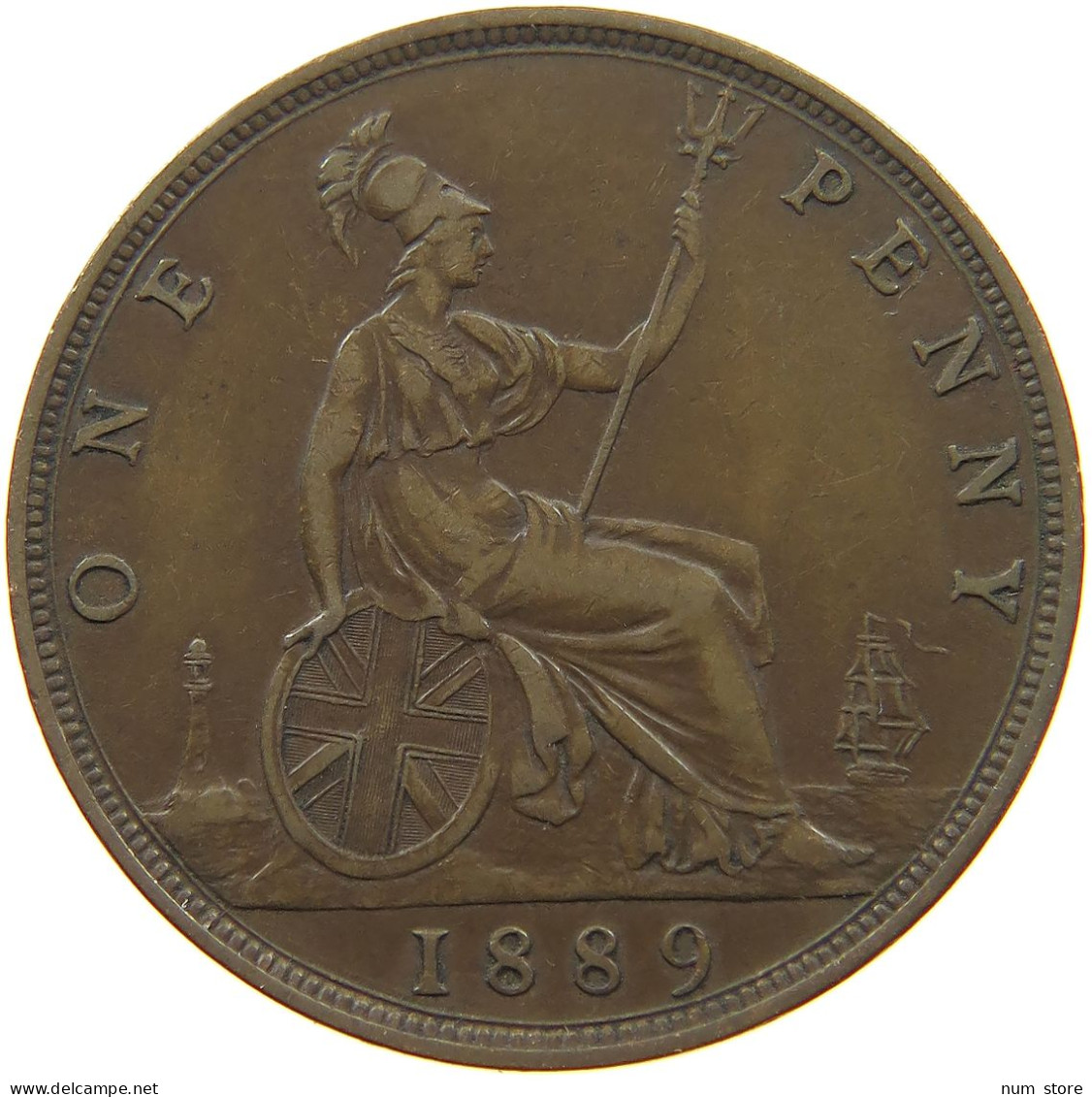 GREAT BRITAIN PENNY 1889 Victoria 1837-1901 #t100 0349 - D. 1 Penny