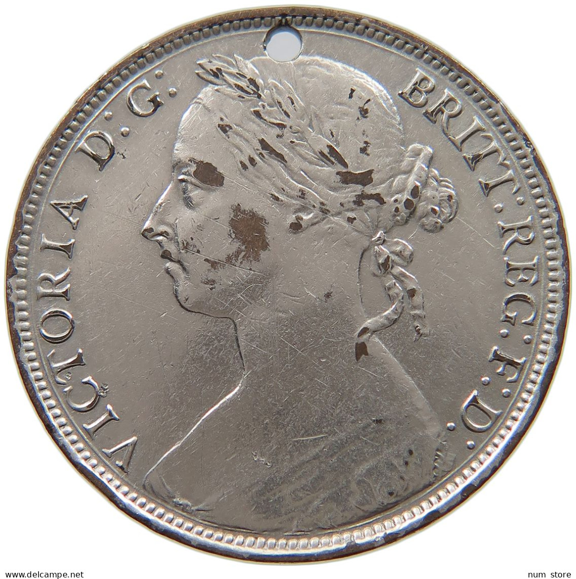 GREAT BRITAIN PENNY 1887 Victoria 1837-1901 SILVER PLATED #s045 0427 - D. 1 Penny