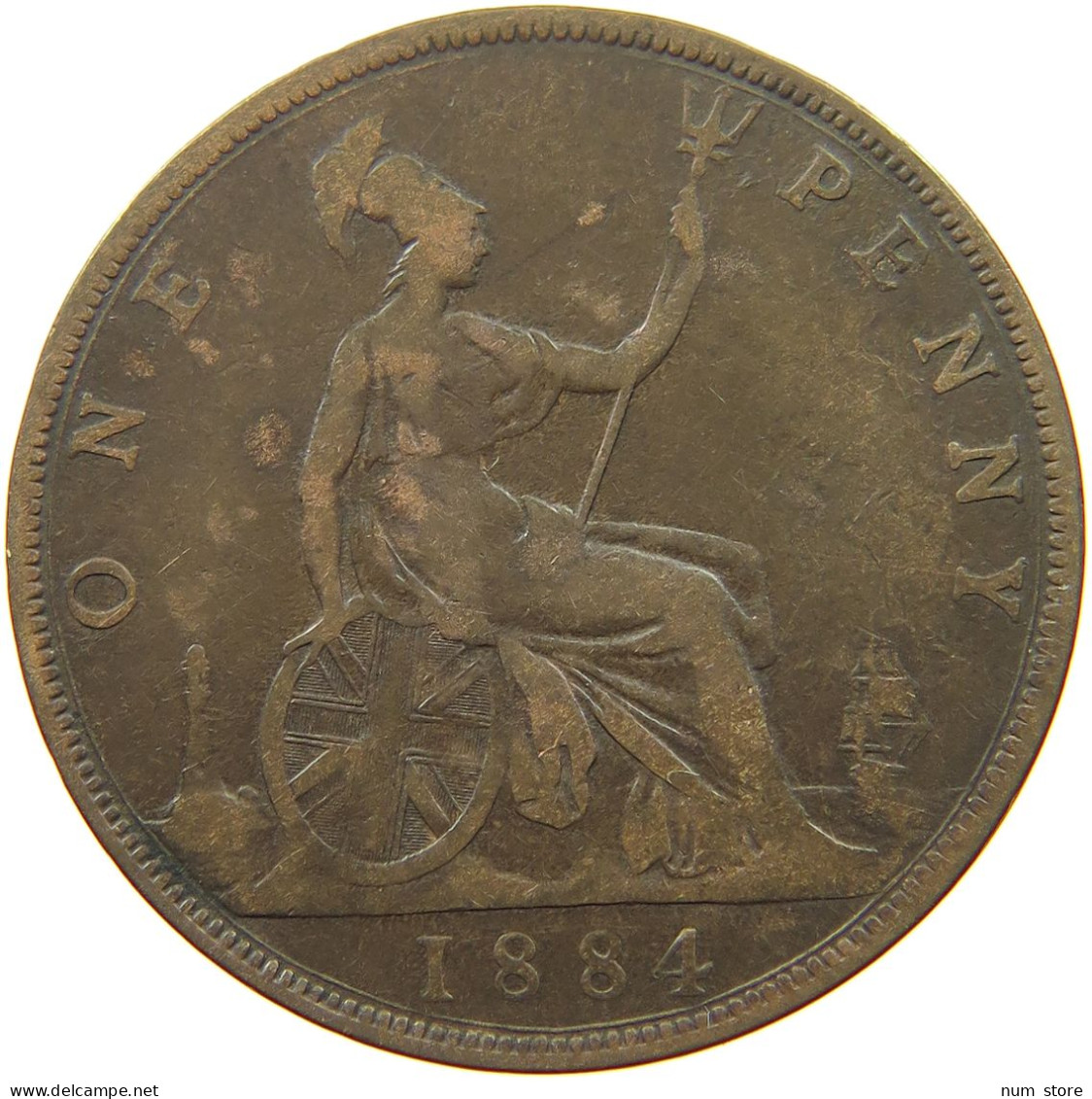 GREAT BRITAIN PENNY 1884 Victoria 1837-1901 #s046 0119 - D. 1 Penny