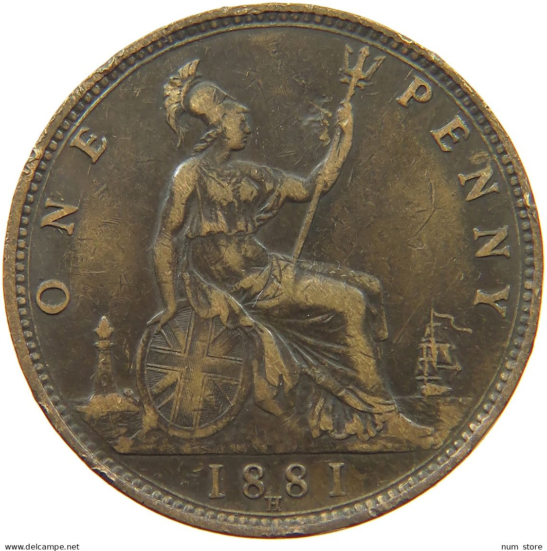 GREAT BRITAIN PENNY 1881 H Victoria 1837-1901 #s076 0579 - D. 1 Penny