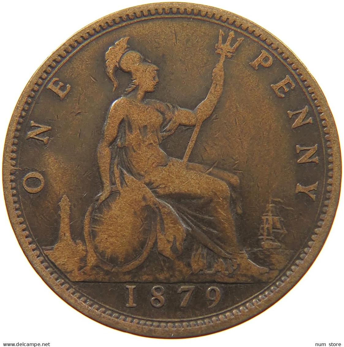 GREAT BRITAIN PENNY 1879 Victoria 1837-1901 #c009 0189 - D. 1 Penny