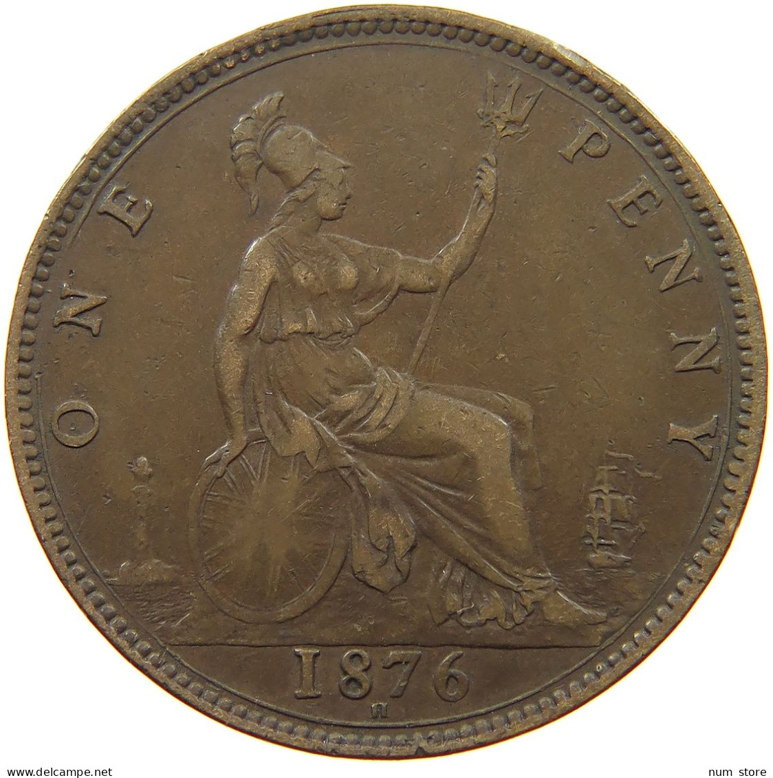 GREAT BRITAIN PENNY 1876 H Victoria 1837-1901 #t145 0329 - D. 1 Penny