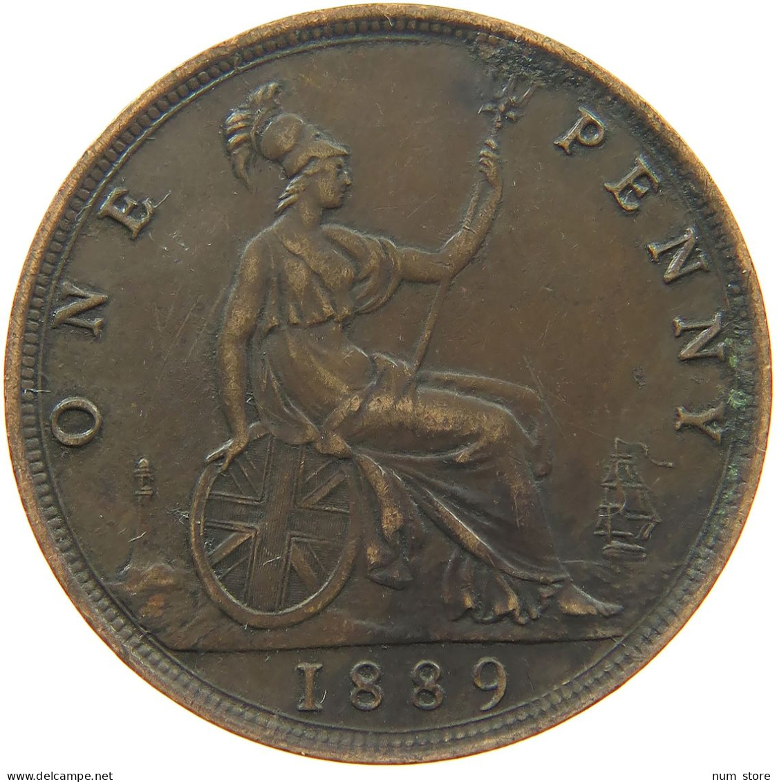 GREAT BRITAIN PENNY 1889 Victoria 1837-1901 #s076 0589 - D. 1 Penny