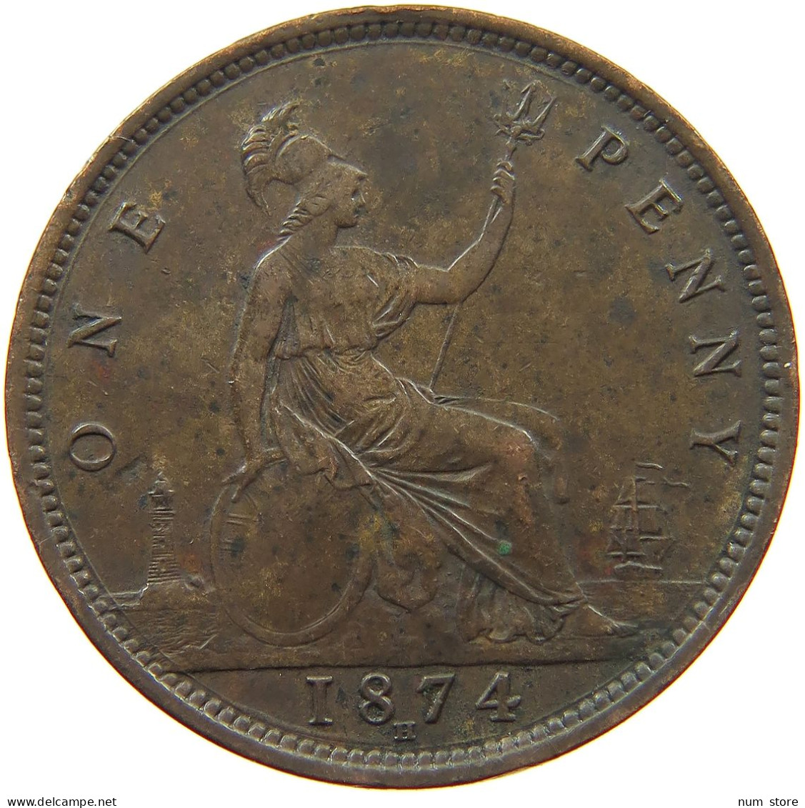 GREAT BRITAIN PENNY 1874 H Victoria 1837-1901 #t145 0321 - D. 1 Penny