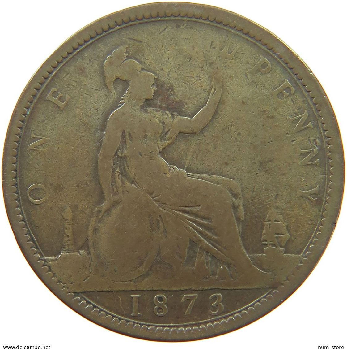 GREAT BRITAIN PENNY 1873 Victoria 1837-1901 #c020 0209 - D. 1 Penny