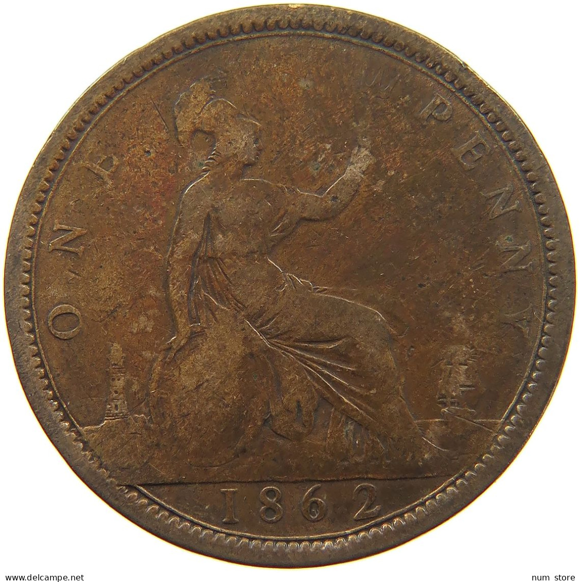 GREAT BRITAIN PENNY 1862 Victoria 1837-1901 #a041 0255 - D. 1 Penny