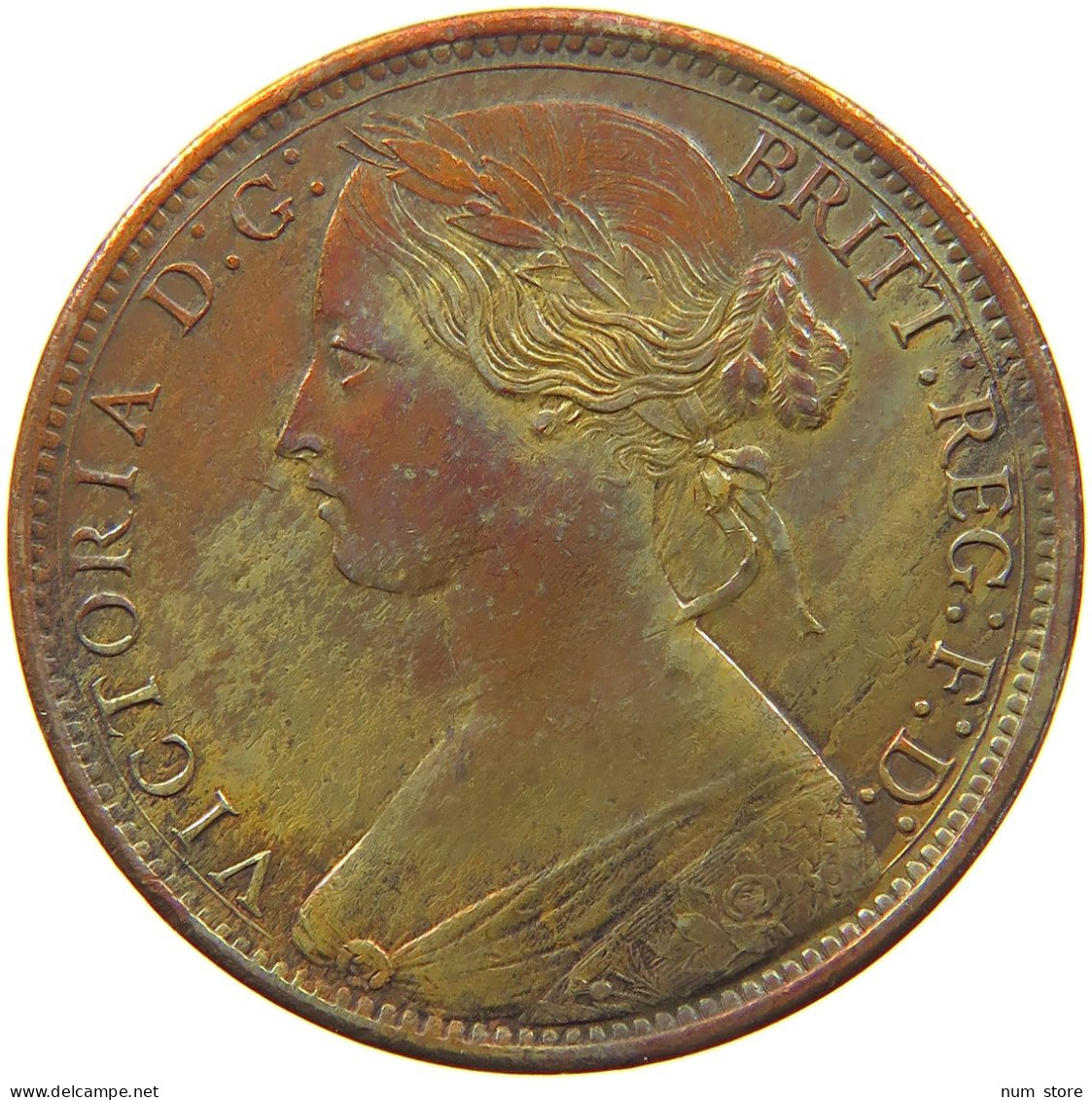 GREAT BRITAIN PENNY 1864 Victoria 1837-1901 PENNY 1864 CROSSLER 4 YELLOW RED COLLOR VERY RARE #t149 0015 - D. 1 Penny