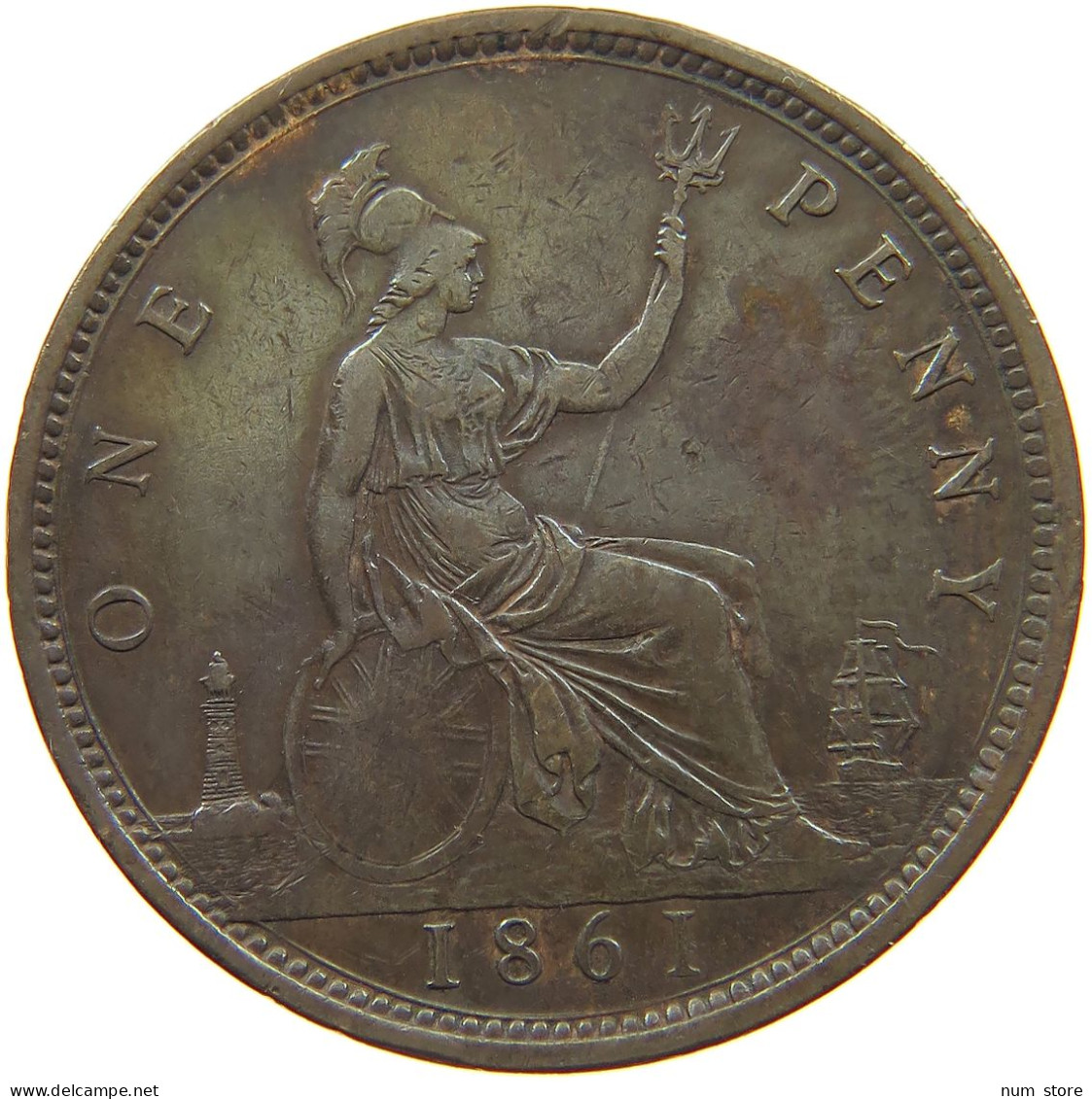 GREAT BRITAIN PENNY 1861 Victoria 1837-1901 #t003 0165 - D. 1 Penny