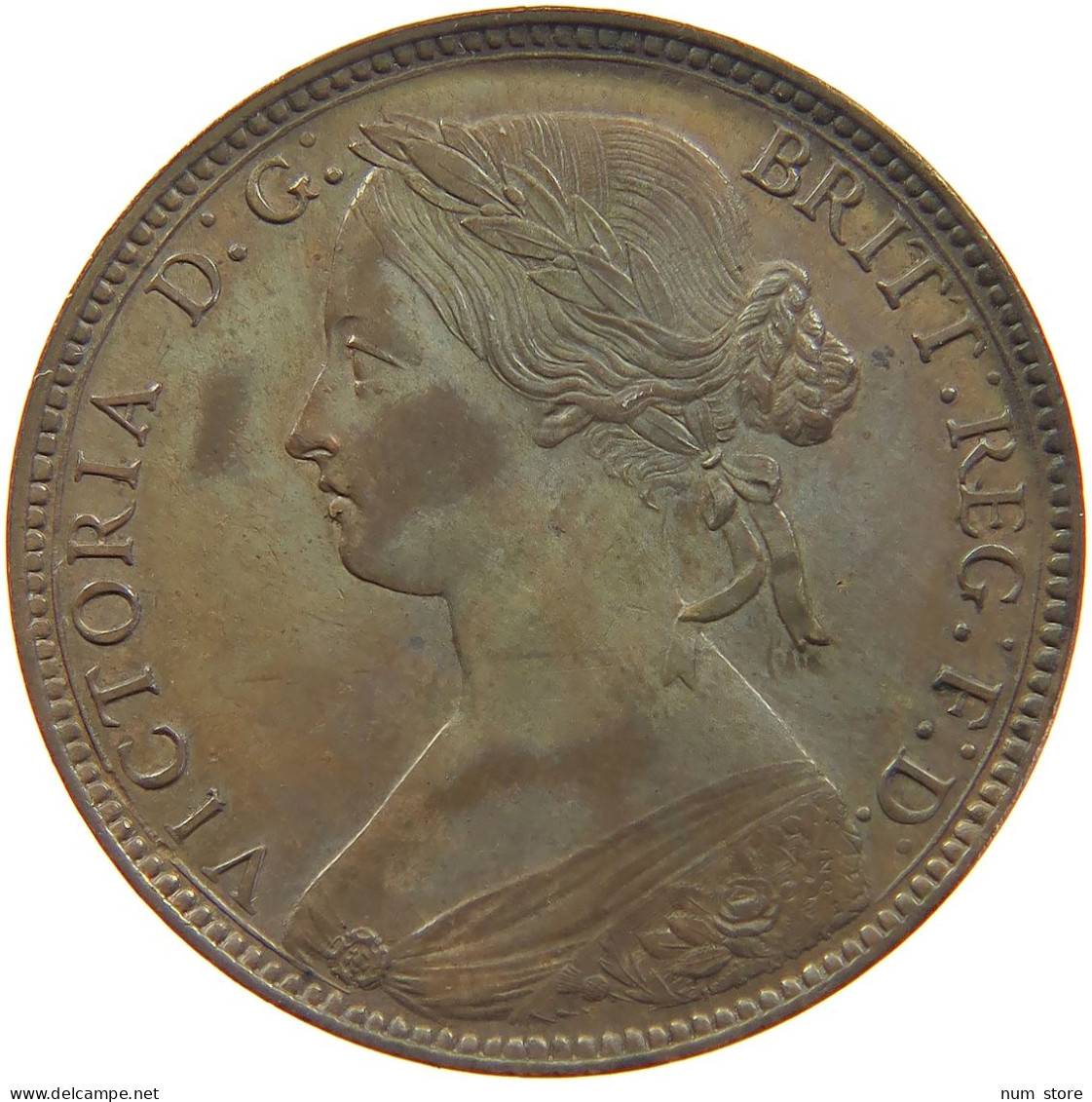GREAT BRITAIN PENNY 1860 Victoria 1837-1901 SHINNY FIELDS #t138 0015 - D. 1 Penny